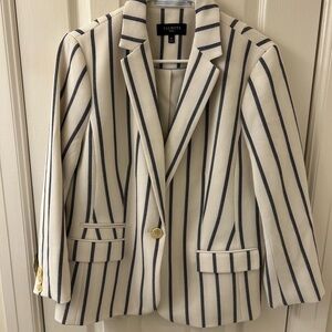 Talbots Navy and Cream Striped Blazer